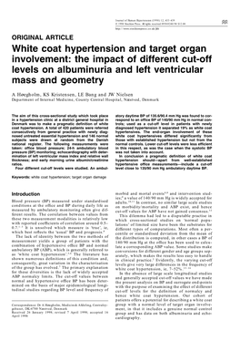 White Coat Hypertension and Target Organ Involvement: the Impact of Different Cut-Off Levels on Albuminuria and Left Ventricular Mass and Geometry