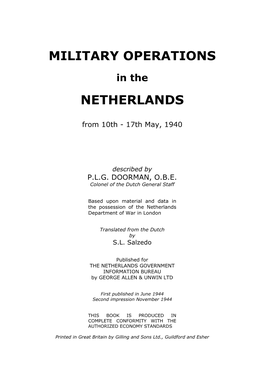 Military Operations Netherlands