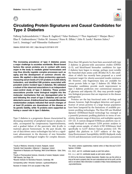 Circulating Protein Signatures and Causal Candidates for Type 2 Diabetes