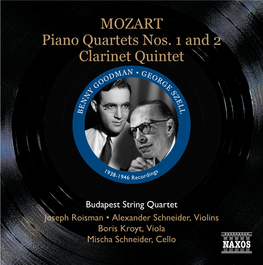 MOZART Piano Quartets Nos. 1 and 2 Clarinet Quintet