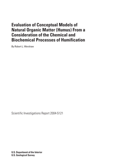 Humus) from a Consideration of the Chemical and Biochemical Processes of Humification