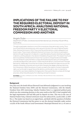 Analysing National Freedom Party V Electoral Commission and Another