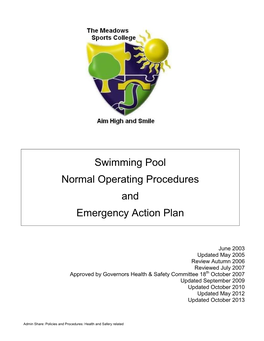 Swimming Pool Normal Operating Procedures and Emergency Action Plan (NOP)’ Before the Hire Will Be Approved