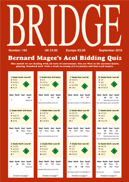 Bernard Magee's Acol Bidding Quiz