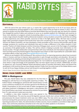 GARC and WRD WRD in Madagascar This Year, World Rabies Day Was Celebrated for the First Time in Madagascar, with the Focus on Raising Public Awareness of Rabies