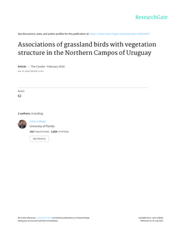 Associations of Grassland Birds with Vegetation Structure in the Northern Campos of Uruguay