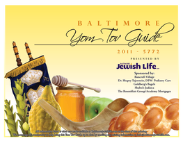 Yom Tov Guide up to Date by Emailing Any Missing Information to Info@Baltimorejewishlife.Com