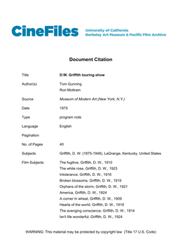 Cinefiles Document #5962