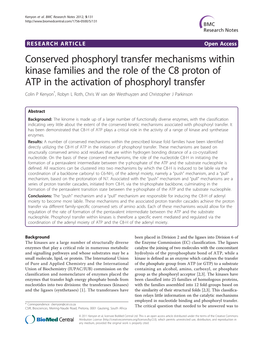 Conserved Phosphoryl Transfer Mechanisms Within Kinase Families