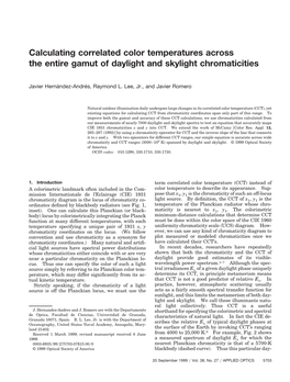 Calculating Correlated Color Temperatures Across the Entire Gamut of Daylight and Skylight Chromaticities