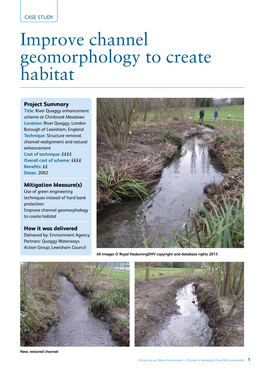 Improve Channel Geomorphology to Create Habitat