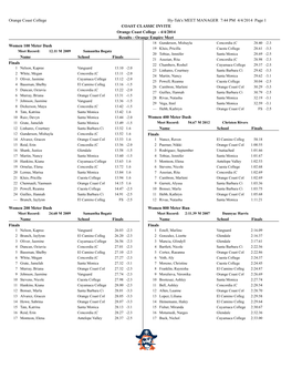 Orange Coast College Hy-Tek's MEET MANAGER 7:44 PM 4/4/2014
