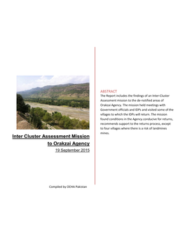 Inter Cluster Assessment Mission to Orakzai Agency
