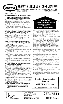 AGWAY PETROLEUM CORPORATION HEATING OILS - GASOLINE - 24 HR, BURNER SERVICE Phone 272-8002 505 TAUGHANNOCK