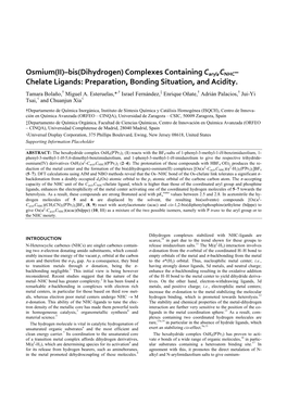 Osmium(II)–Bis(Dihydrogen) Complexes Containing Caryl,CNHC– Chelate Ligands: Preparation, Bonding Situation, and Acidity