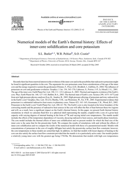 Numerical Models of the Earth's Thermal History: Effects of Inner-Core