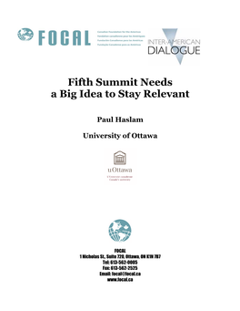 Fifth Summit Needs a Big Idea to Stay Relevant