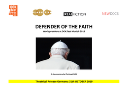 DEFENDER of the FAITH Worldpremiere at DOK.Fest Munich 2019