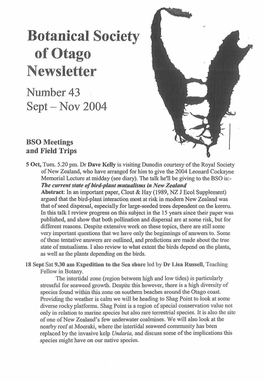 Botanical Society of Otago Newsletter Number 43 Sept - Nov 2004