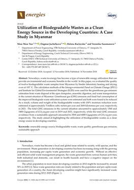 Utilization of Biodegradable Wastes As a Clean Energy Source in the Developing Countries: a Case Study in Myanmar