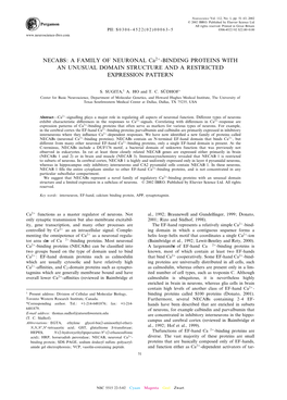 A FAMILY of NEURONAL Ca2+-BINDING PROTEINS WITH