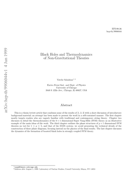 Black Holes and Thermodynamics of Non-Gravitational Theories