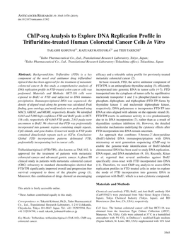 Chip-Seq Analysis to Explore DNA Replication Profile in Trifluridine