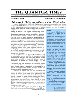 The Quantum Times) in Producing the First in Their List of Guidelines Nor Was It Reported As Operating Laser, Are All Interesting and Enlightening
