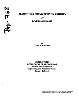 Algorithms for Automatic Control Diversion Dams