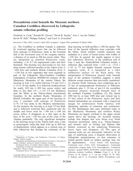 Precambrian Crust Beneath the Mesozoic Northern Canadian Cordillera Discovered by Lithoprobe Seismic Reflection Profiling