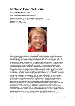 Michelle Bachelet Jeria (Verónica Michellebachelet Jeria)