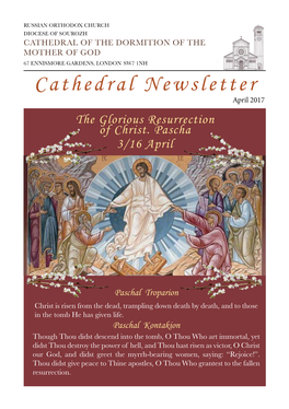 Cathedral Newsletter April 2017 the Glorious Resurrection of Christ