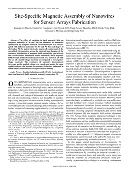 Site-Specific Magnetic Assembly of Nanowires for Sensor Arrays Fabrication 253