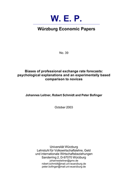 W. E. P. Würzburg Economic Papers