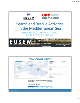 Search and Rescue Activities in the Mediterranean Sea the PERSPECTIVE of a YOUNG EMERGENCY PHYSICIAN