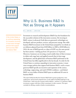 Why U.S. Business R&D Is Not As Strong As It Appears