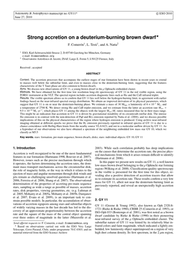 Strong Accretion on a Deuterium-Burning Brown Dwarf? F