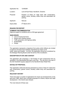 Land Off Earl Road, Handforth, Cheshire Proposal