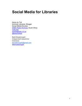 Social Media for Libraries