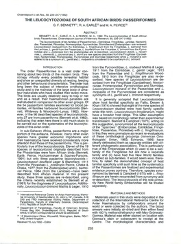 The Leucocytozoidae of South African Birds: Passeriformes G