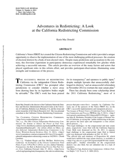 A Look at the California Redistricting Commission