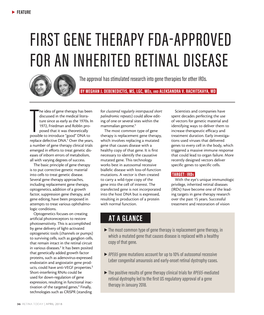 First Gene Therapy Fda-Approved for An