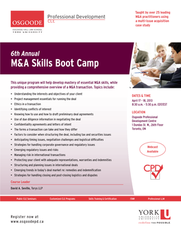 6Th Annual M&A Skills Boot Camp