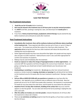 Laser Hair Removal Pre-Treatment Instructions Post-Treatment