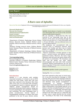 A Rare Case of Aphallia- Moghtaderi M Et Al