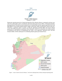 1 of 4 Weekly Conflict Summary February 1-7, 2018 During The