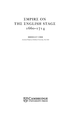 Empire on the English Stage 1660–1714