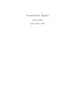 Commutative Algebra