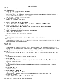 Linux Commands Arp -A Display the Content of the ARP Cache