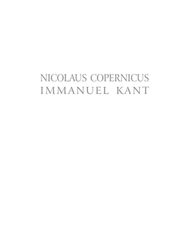 Nicolaus Copernicus Immanuel Kant